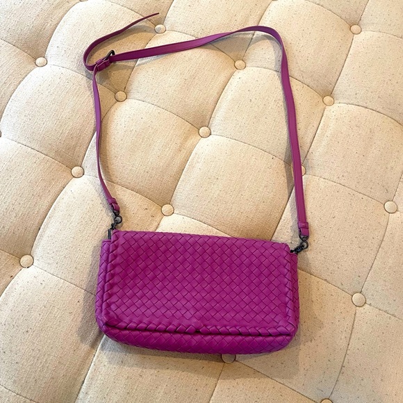 Bottega Veneta Handbags - Bottega Veneta purple woven leather crossbody bag - brand new